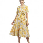 Leriya Fashion V Neck Maxi Dress for Woman Aline Dress for Women Long Flared Dress for Womens Summer Casual Outfit Wear Events