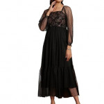 Miss Chase Women's Halter-Neck Cap-Sleeve Pleated Embellished Georgette Maxi Dress , raspberry black