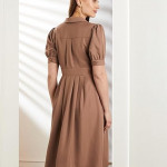 Symbol Premium Women's Fit & Flare Wrap Dress  taupe