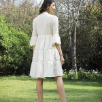 Stylum Women's Floral Printed Cotton Flared Dress white