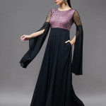 Miss Chase Women's Halter-Neck Cap-Sleeve Pleated Embellished Georgette Maxi Dress , fig black