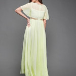 Miss Chase Women's Halter-Neck Cap-Sleeve Pleated Embellished Georgette Maxi Dress , starburst yellow