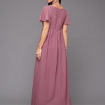 Miss Chase Women's Halter-Neck Cap-Sleeve Pleated Embellished Georgette Maxi Dress , huckleberry