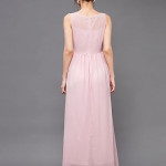 Miss Chase Women's Halter-Neck Cap-Sleeve Pleated Embellished Georgette Maxi Dress , snakefruit pink